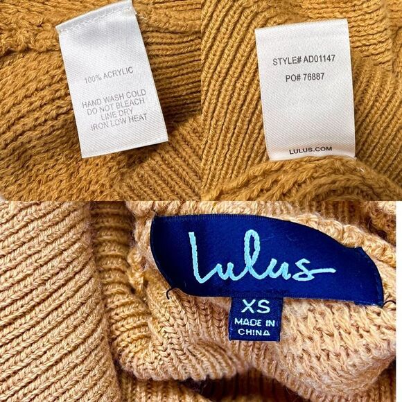 Lulu's Tea Reader Mustard Yellow Turtleneck Sweater Dress XS Cowl Neck Girly - Picture 5 of 10